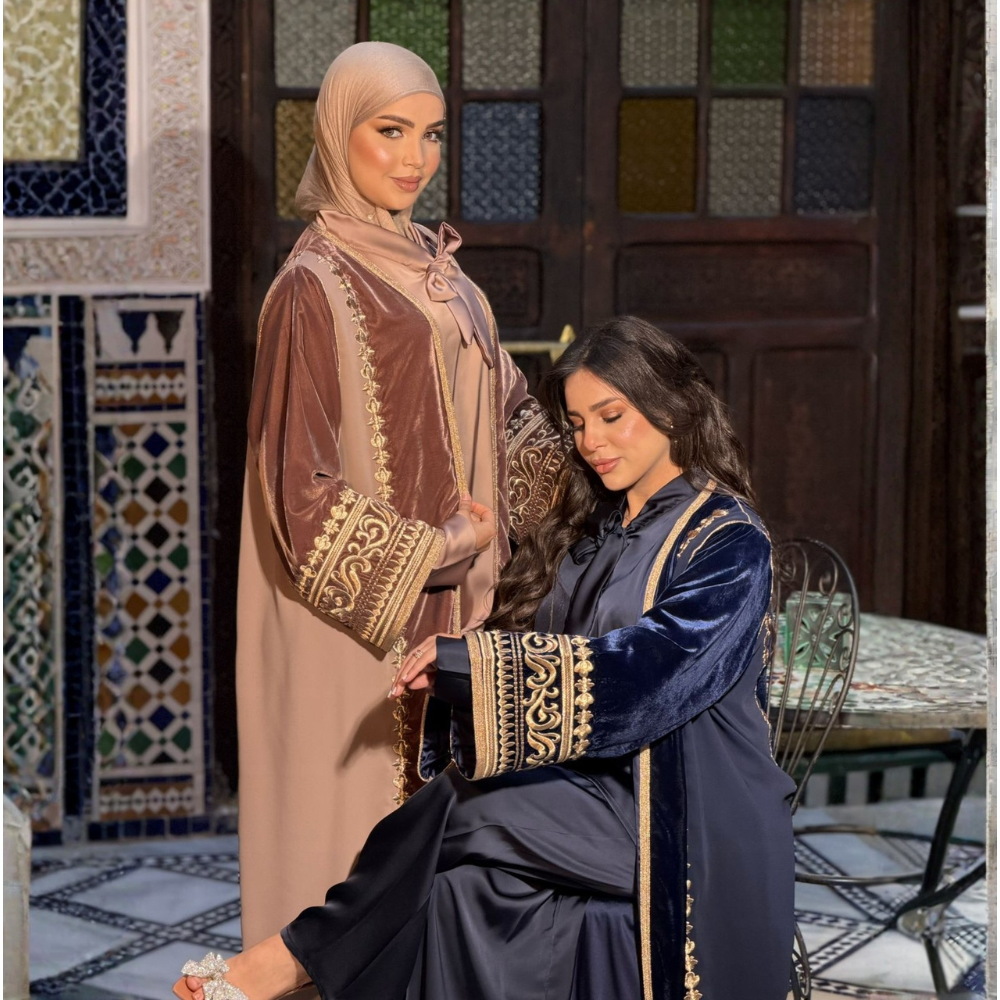 Velvet Caftan with Gold Embroidery