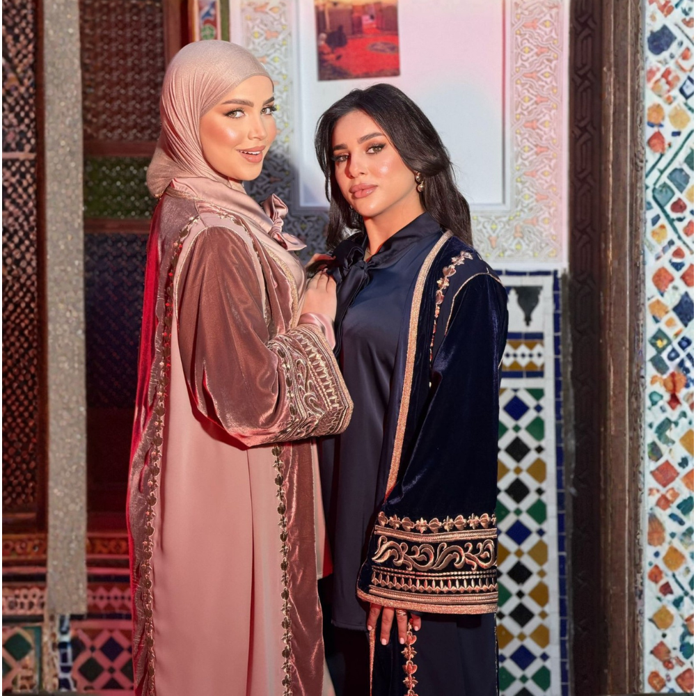 Velvet Caftan with Gold Embroidery