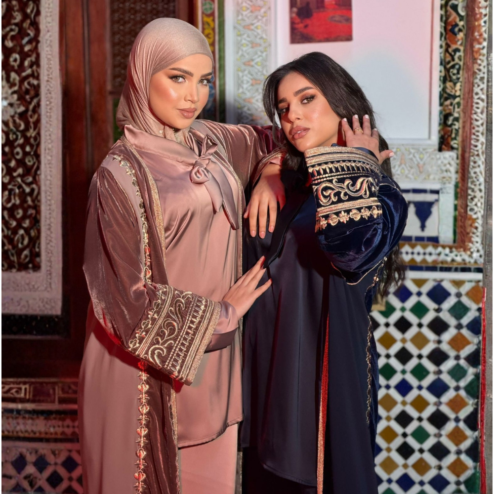 Velvet Caftan with Gold Embroidery