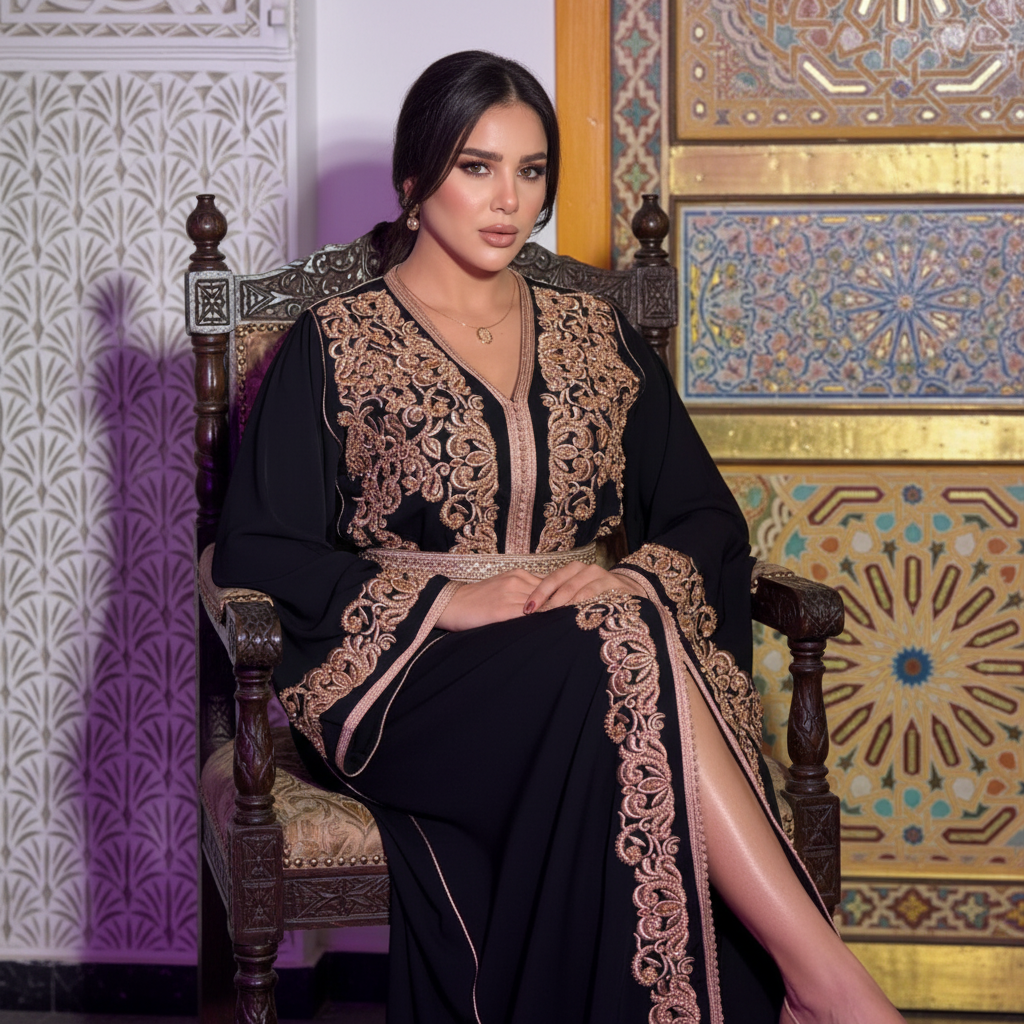 Royal Moroccan Black & Gold Caftan