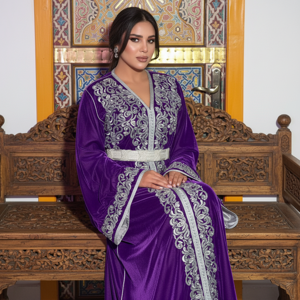 Royal Moroccan Purple Velvet Caftan